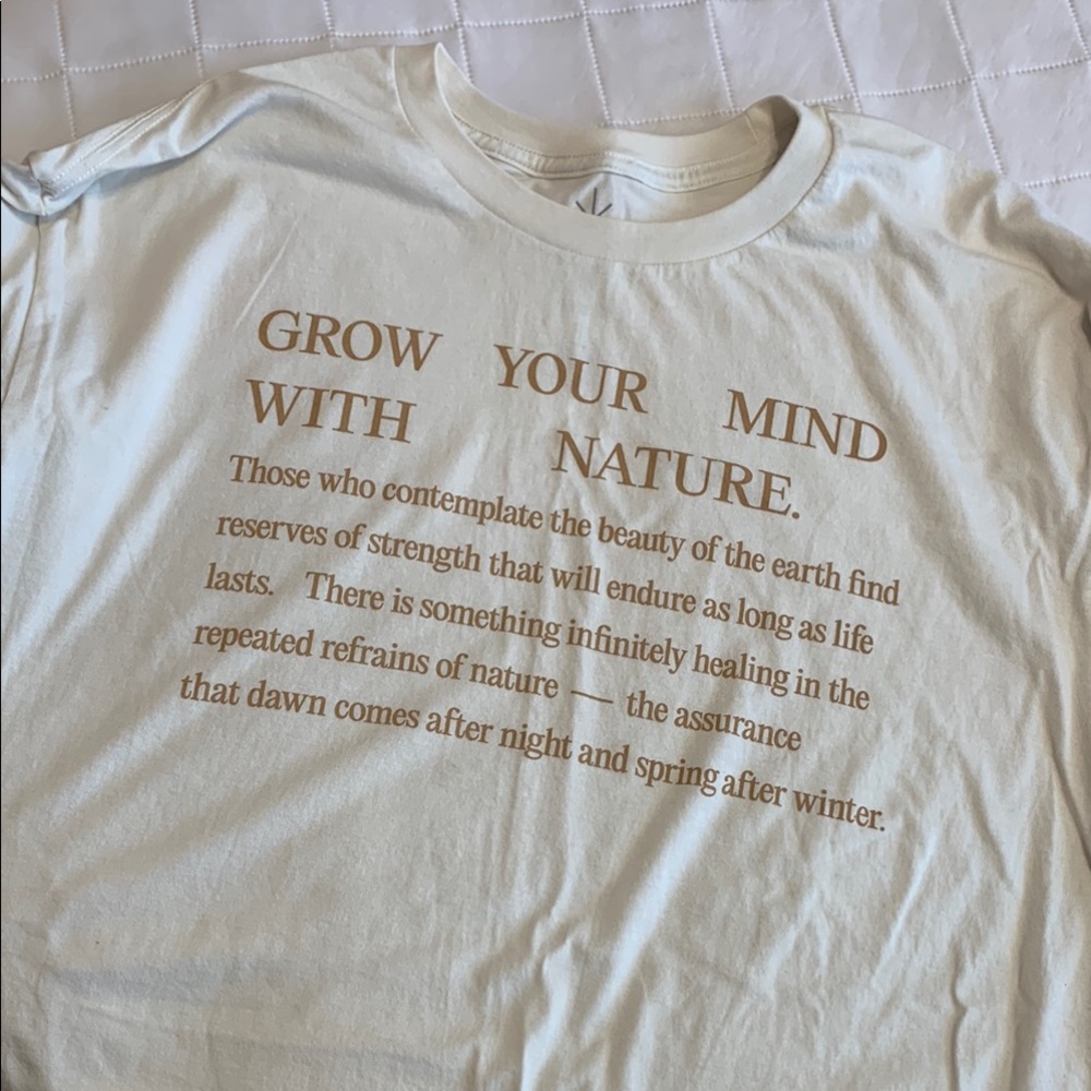 Cream Graphic T-Shirt with Nature Quote